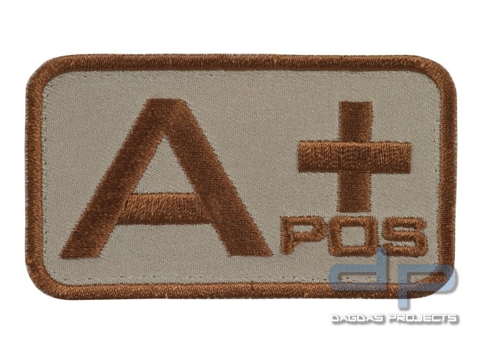 Blutgruppenkennzeichnung Sand/Braun A pos +