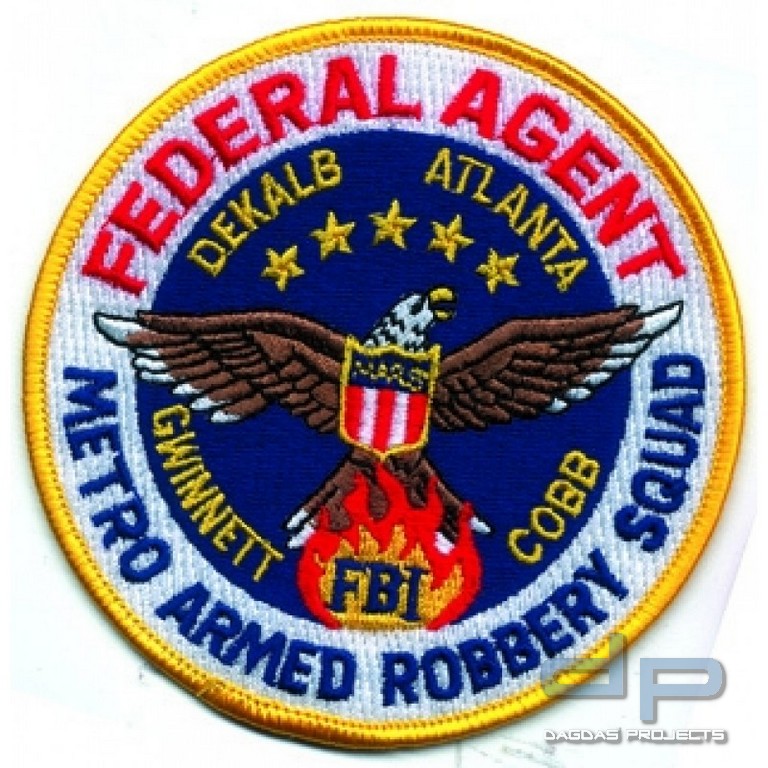 Stoffaufnäher - F.B.I. Federal Agent - DeKalb Atlanta - Metro Armed Robbery Squad