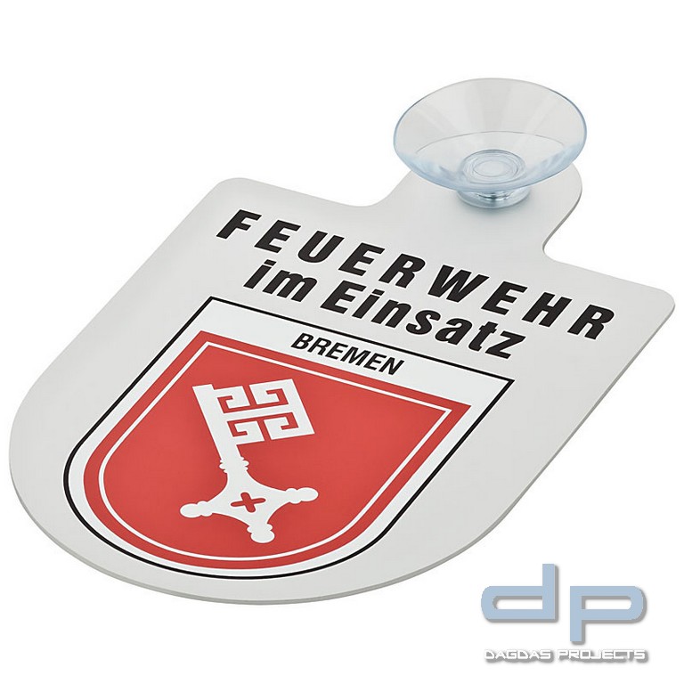 Alu Saugnapf Wappen Schild Feuerwehr im Einsatz mit Wappen Bremen
