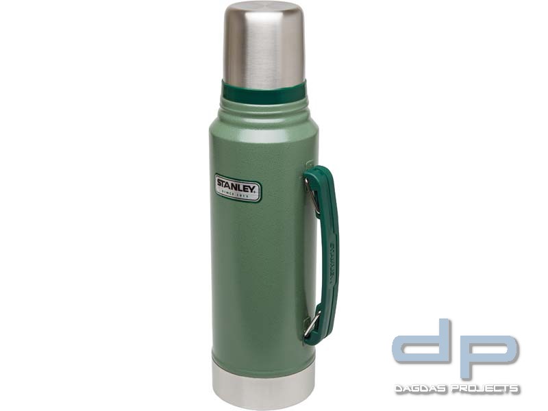 Stanley Classic Vakuum-Flasche, 1 Liter, 18/8 Edelstahl Hammertone grün, Vakuum-Isolation