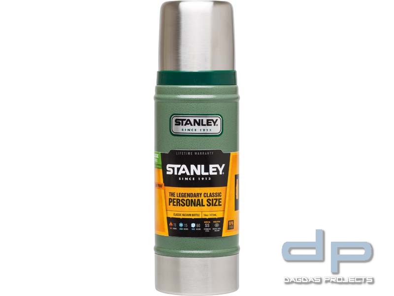 Stanley Classic, Vakuum-Flasche, 0.47 Liter, 18/8 Edelstahl Hammertone grün, Trinkbecher