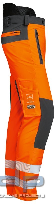 Watex Forstschutz-Bundhose STRETCH grau/leuchtorange EN ISO 20471