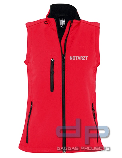 Damen Softshell Weste Behörden in verschiedenen Farben mit Wunschaufdruck in reflex silber
