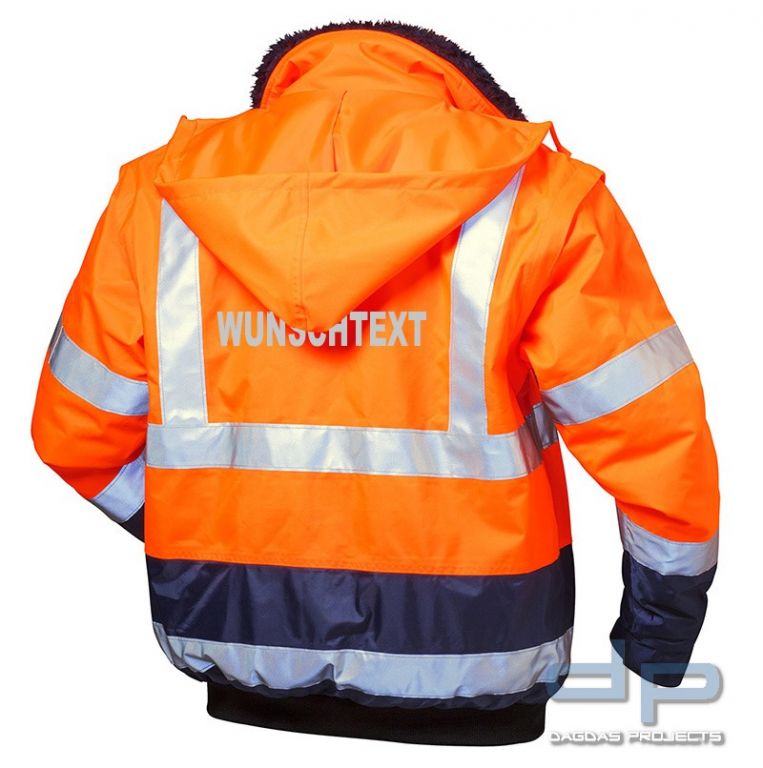Warnschutz Jacke Orange oder Gelb mit Aufdruck nach Wunsch