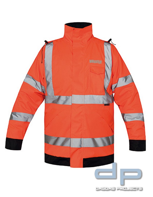 Premium Hi-Viz Rain-Jacket mit Wunschaufdruck in Reflex silber