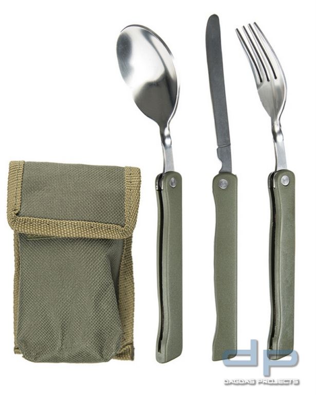KLAPPESSBESTECK 3-TEILG MIT TASCHE OLIV 10 Stück