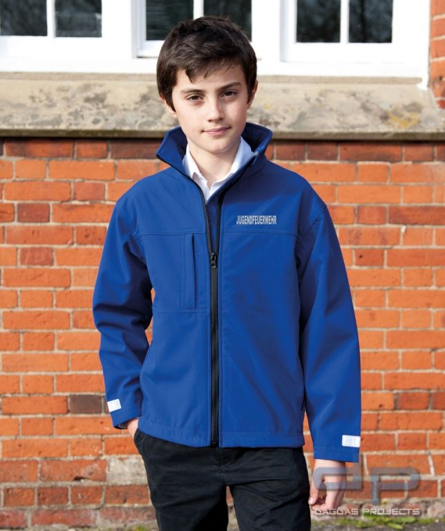 Junior Classic Soft Shell Jacke in verschiedenen Farben mit reflektierendem Wunschtext
