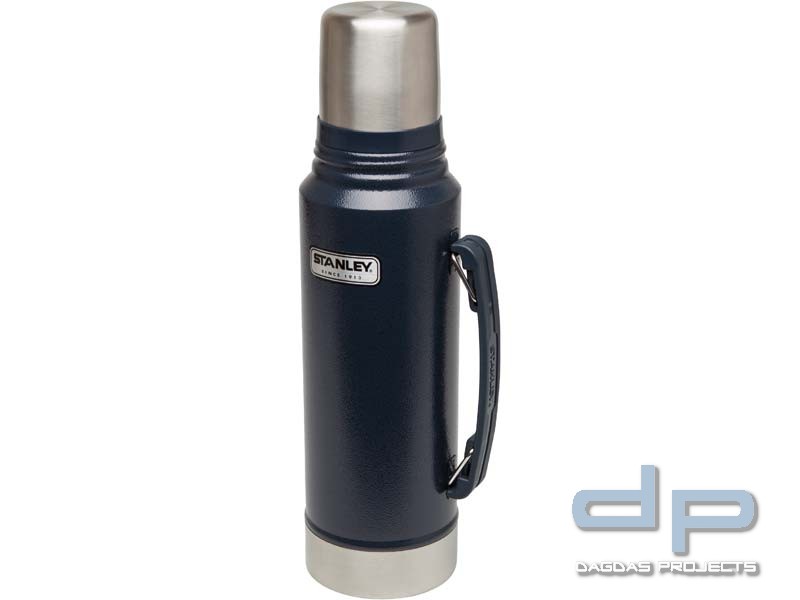 Stanley Classic Vakuum-Flasche, 1 Liter, 18/8 Edelstahl, Navy blau, Integrierter Trinkbecher