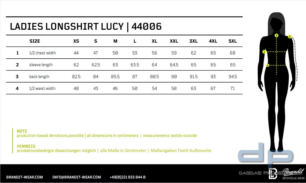 Ladies Longshirt Lucy in verschiedenen Farben