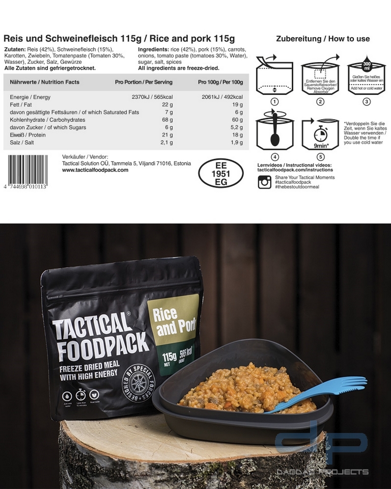 TACTICAL FOODPACK® PORK AND RICE VPE 2