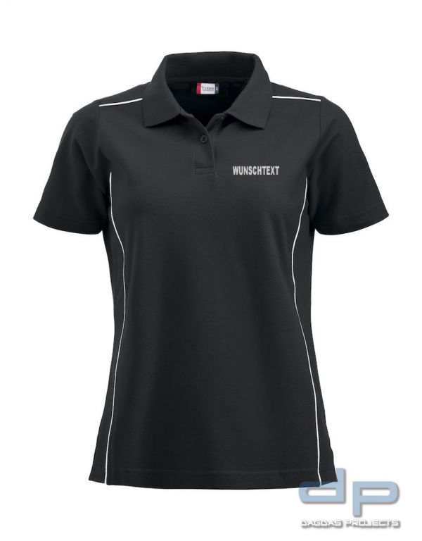 Behörden Polo Piqué Alpena Damen Schwarz mit Wunschaufdruck