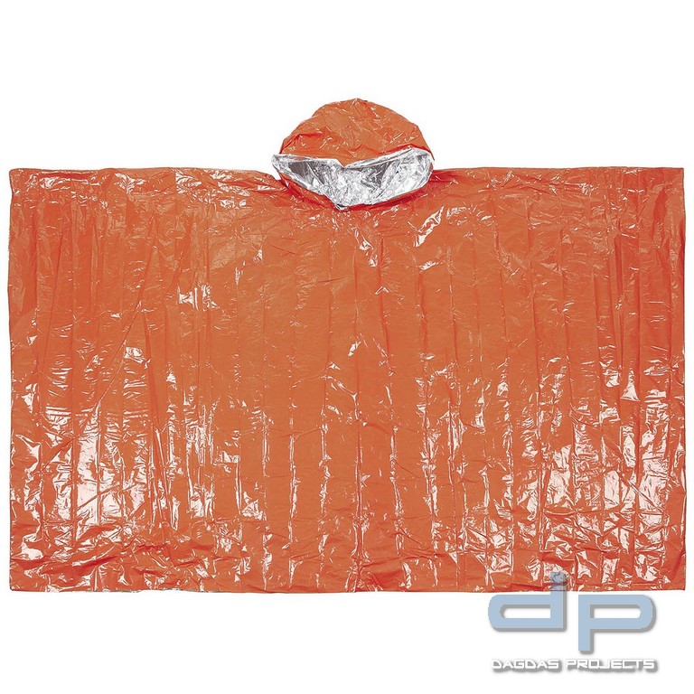 Notfall-Poncho, orange, einseitig alubeschichtet