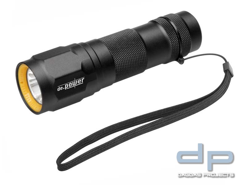 de.power LED Taschenlampe, Cree LED, 2 Modi, 3x AAA-Batterie, 207 Lumen nach Ansi FL-1