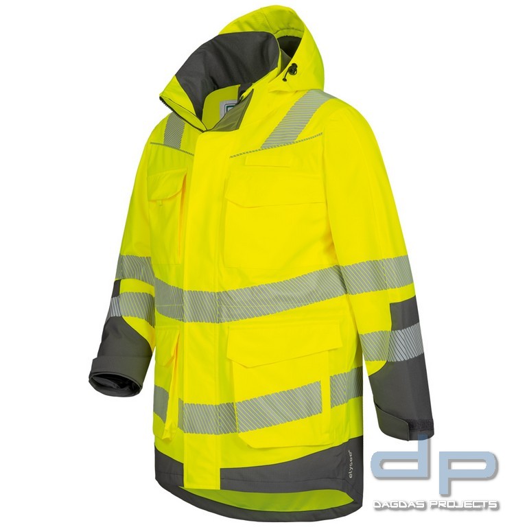 Behörden WARNSCHUTZ PARKA in Gelb/Grau mit Aufdruck nach Wunsch auf dem Rücken