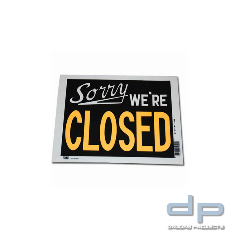 Plastik Platte groß Sorry We're Closed