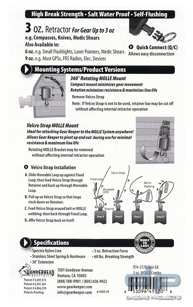 GearKeeper RT4-5174 Molle/Velcro 255 g 81 cm CT