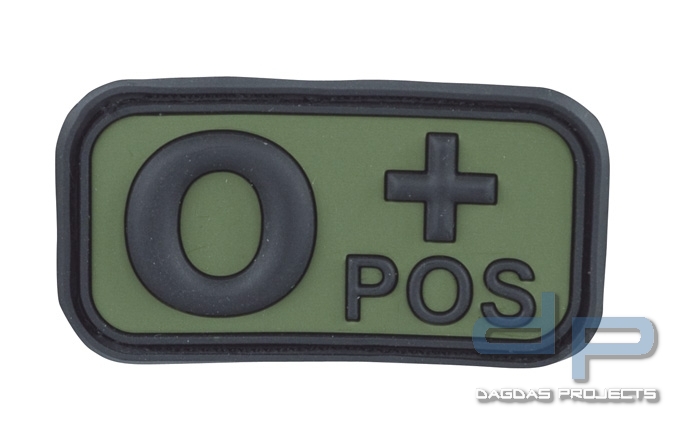 3D Blutgruppenpatch Oliv/Schwarz 0 pos +