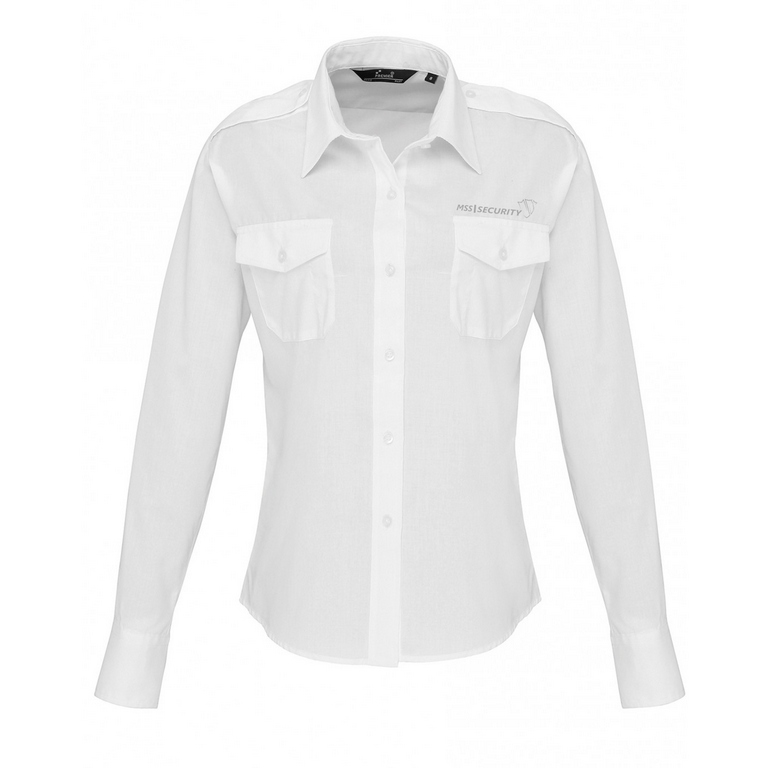 Pilot Hemd Ladies Longsleeve weiss 3 Fach Logodruck