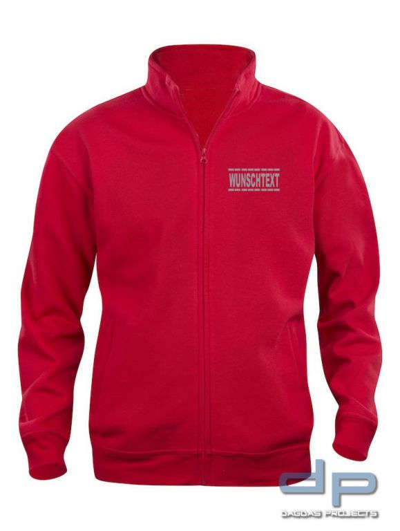 Sweat Jacke Behörde mit Wunschaufdruck gestrichelte Linien in verschiedenen Farben