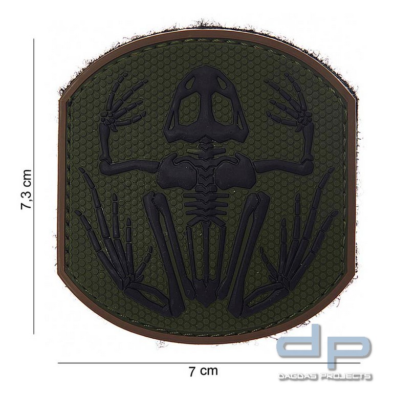 Emblem 3D PVC Frog Skeleton Oliv