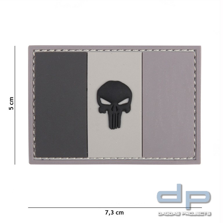 Emblem 3D PVC Punisher Französiche Flagge Grau/Schwarz