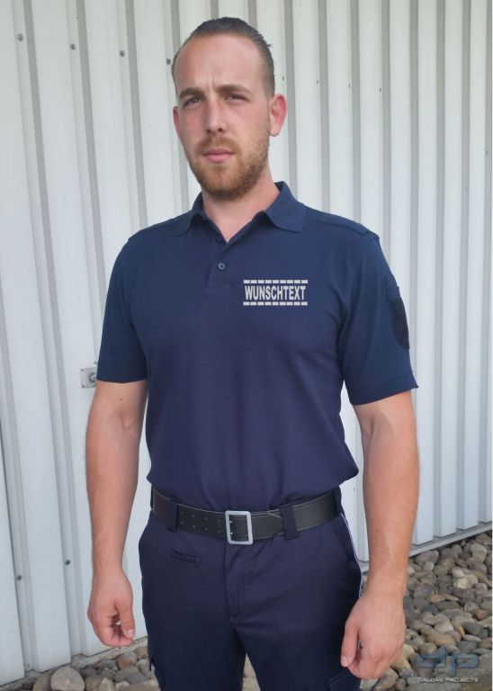 ETZEL Dienstpoloshirt unisex mit Wunschaufdruck und gestrichelte Linien in reflex silber