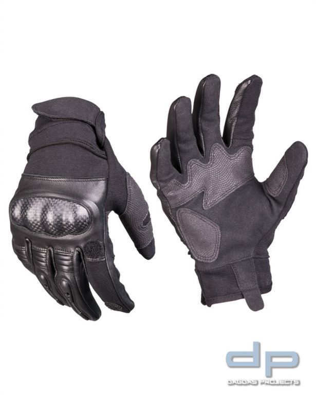 TACTICAL GLOVES GEN.II LEDER SCHWARZ mit Aufdruck nach Wunsch in 3 M reflex silber