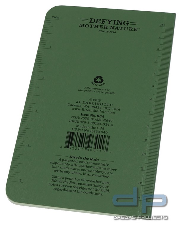 Rite in the Rain Tactical Memo Book 3,5" x 6" in verschiedenen Farben