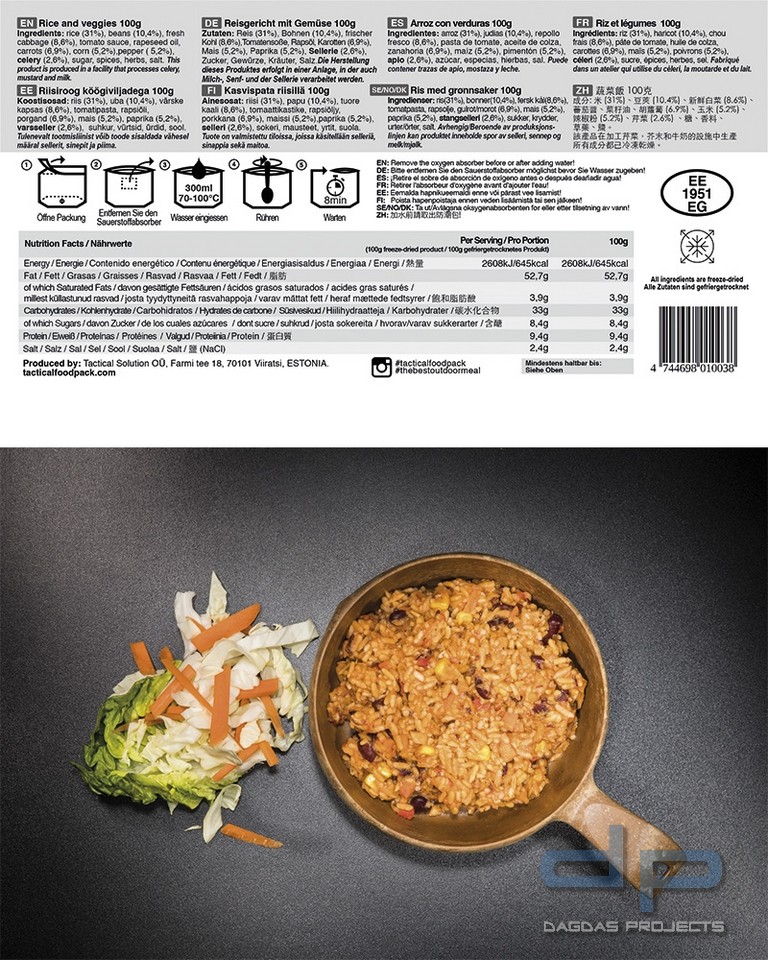 TACTICAL FOODPACK® RICE AND VEGGIES VP2