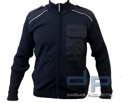 Polizei Strickjacke mit Reflexaufdruck POLIZEI umrandete Schrift