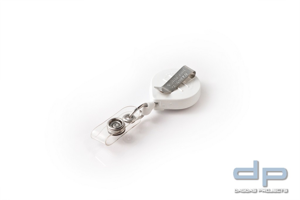 MINI-BAK ID ® - der original Kartenhalter mit Rückholautomat Clip weiss