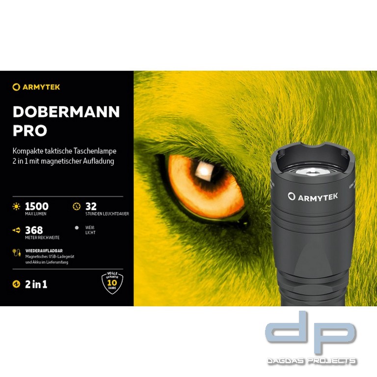 ARMYTEK Taschenlampe Dobermann Pro inkl. Akku