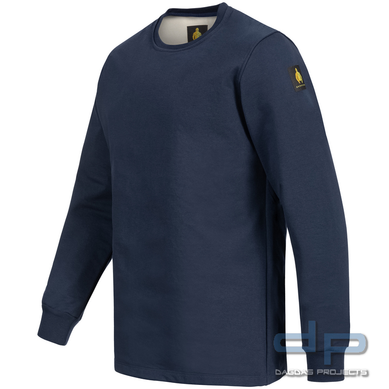 Brunnirok Schnittschutz-Langarmshirt Magdeburg Navy-Blue mit Wunschaufdruck in reflex silber