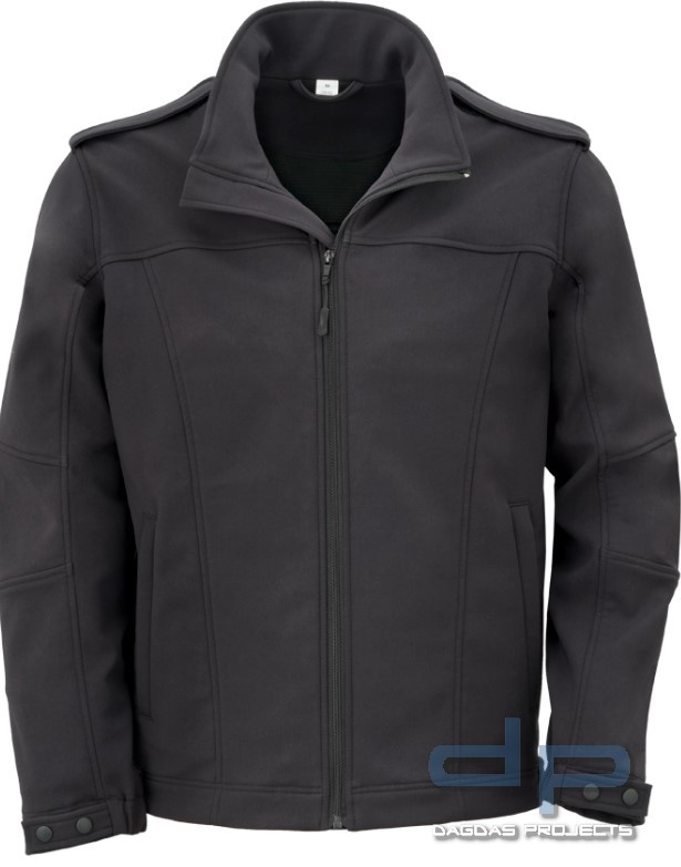 Damen SOFTSHELL-BLOUSON in Schwarz und Dark Navy mit Wunschaufdruck auf Brust und Rücken