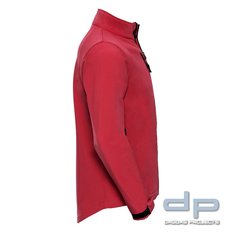 SOFT-SHELL OUTDOOR-JACKE, ROT mit Wunschaufdruck auf Brust und Rücken