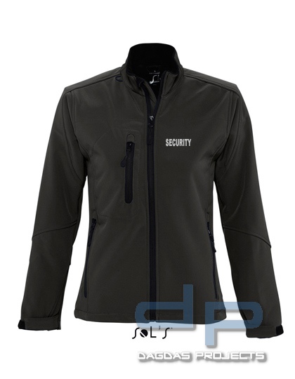 Ladies Softshell Jacket Behörde in verschiedenen Farben mit Wunschaufdruck in reflex silber