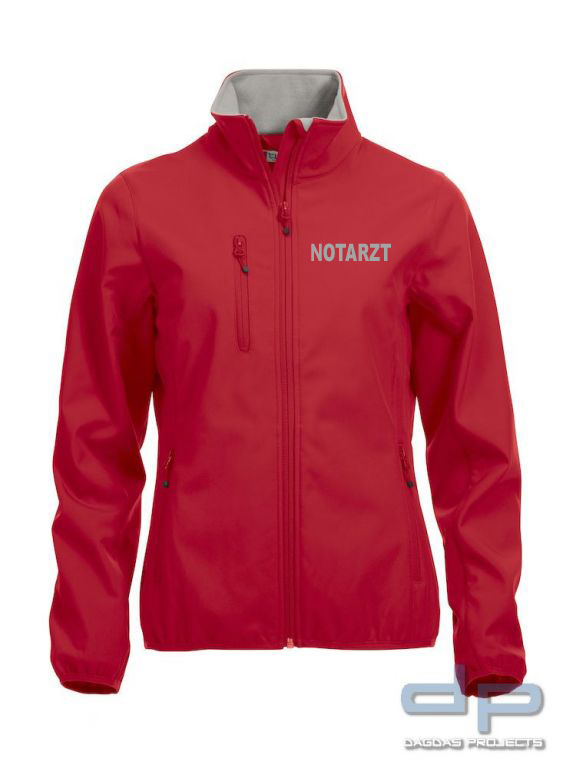 Basic Softshell Jacket Ladies mit reflektierend silbernem Wunschaufdruck in verschiedenen Farben