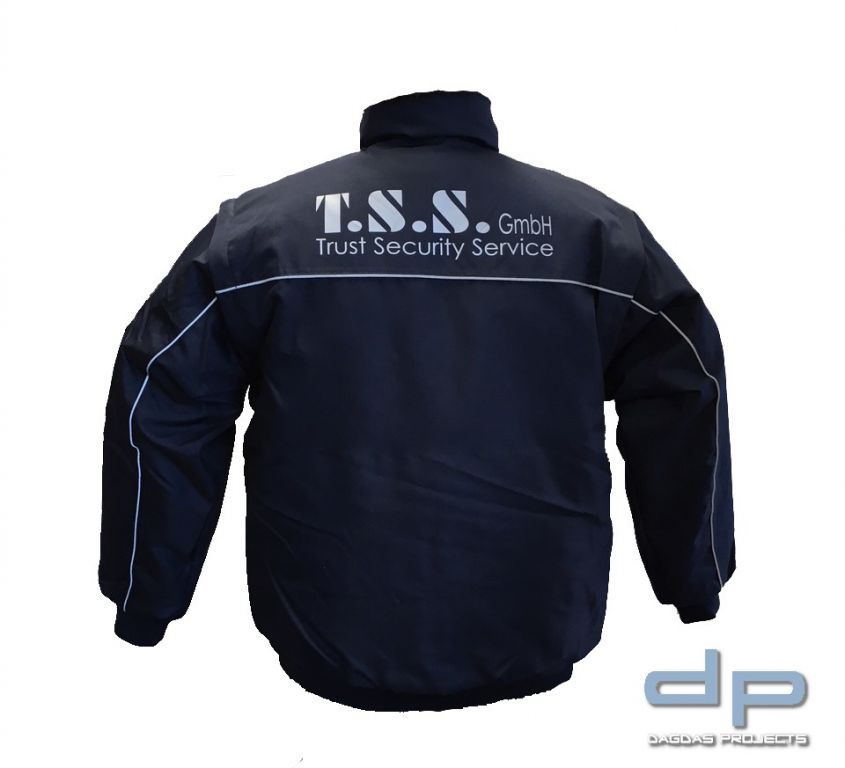Behörden Blouson Navy oder Schwarz mit Aufschrift nach Wunsch in reflektierend Silber