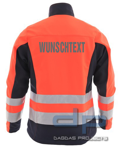 SOFTSHELLJACKE MÜNCHEN LEUCHTROT-MARINE mit Wunschaufdruck auf Brust und Rücken