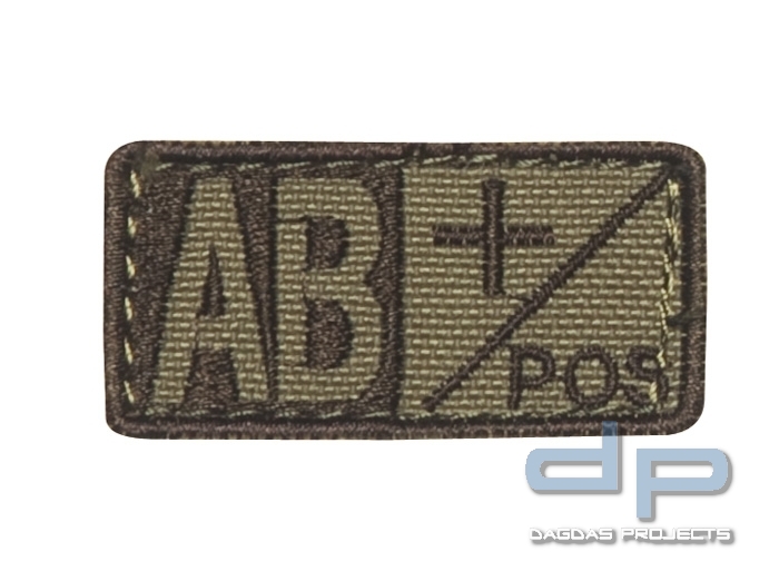 Blutgruppenpatch Coyote/Braun AB pos + 229AB+003