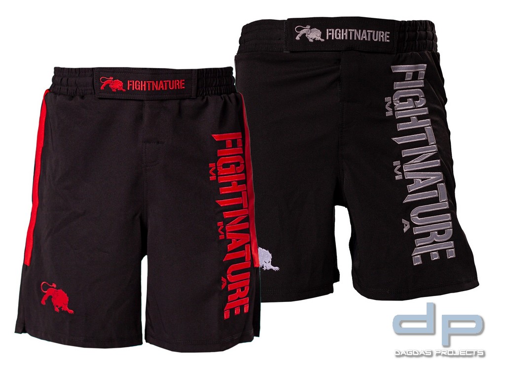 FIGHTNATURE MMA Cage Shorts in Schwarz/Rot und Schwarz/Grau