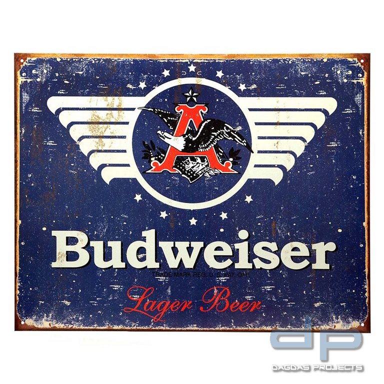 Metallplatte groß 47. Budweiser Lager Beer
