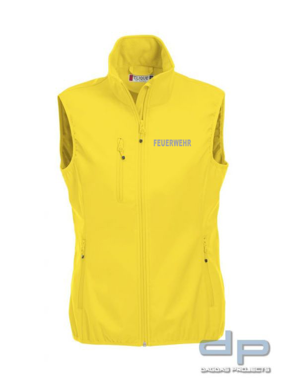 Basic Softshell Weste Ladies mit reflektierend silbernem Wunschaufdruck in verschiedenen Farben