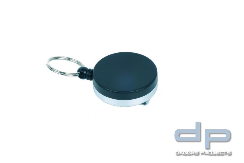 D&amp;K® Ausweishalter mit Aufrollmechanismus und Splitring schwarz/silber