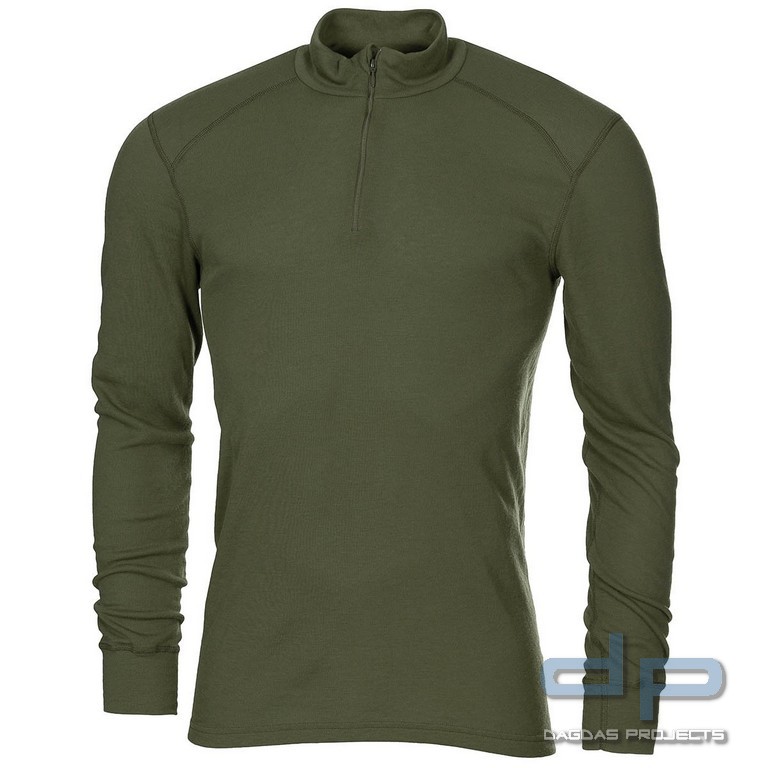 Holl. Unterhemd, "Odlo", langarm, oliv, mit RV, gebr. VPE 10