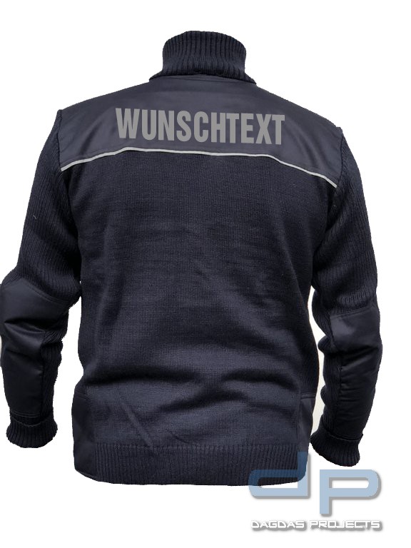 Behörden Strickjacke mit Wunschtext in Silber Reflex