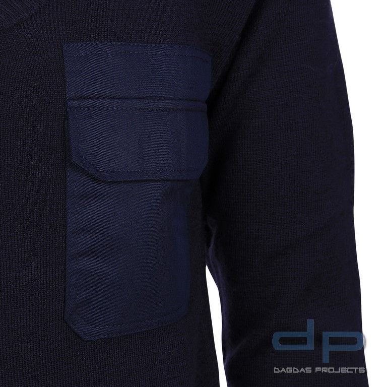 Pullover V-hals 50% Wolle in blau, Größe: XL