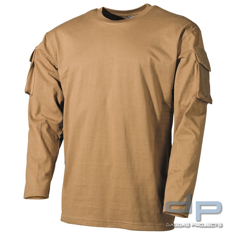 US Shirt, langarm, coyote, mit Ärmeltaschen