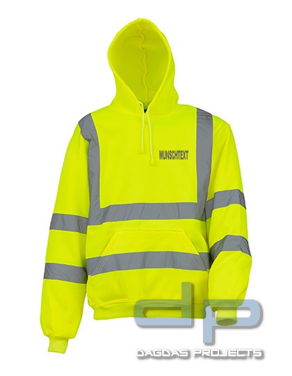 Hi Vis Pull-Over Hoodie in verschiedenen Farben mit Wunschbeschriftung in reflex silber