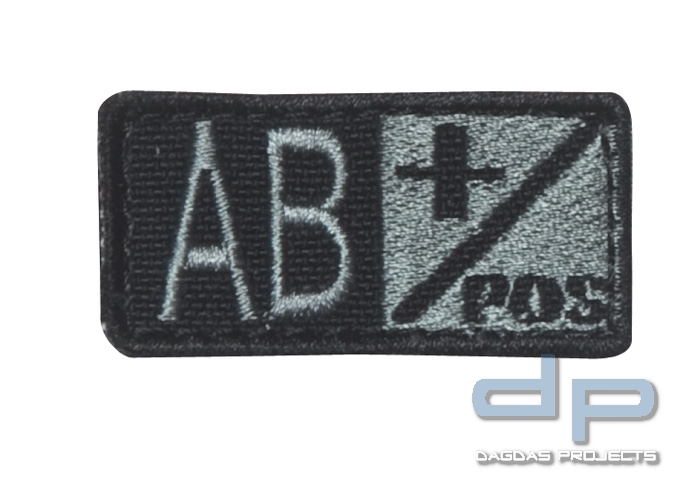 Blutgruppenpatch Grau/Schwarz AB pos + 229AB+007
